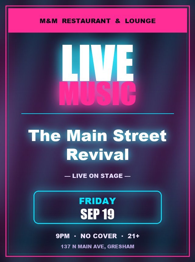 Live music flyer — Friday Sep 19