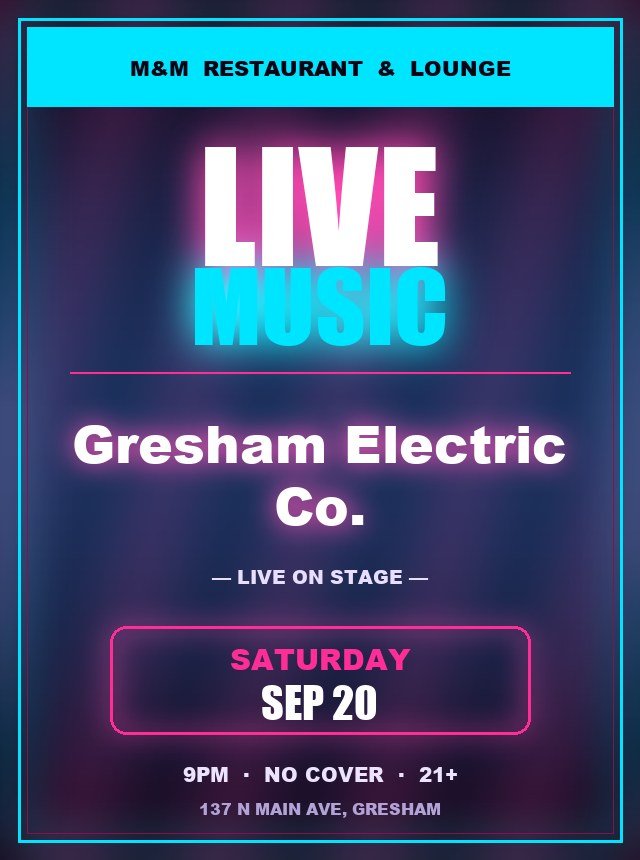Live music flyer — Saturday Sep 20