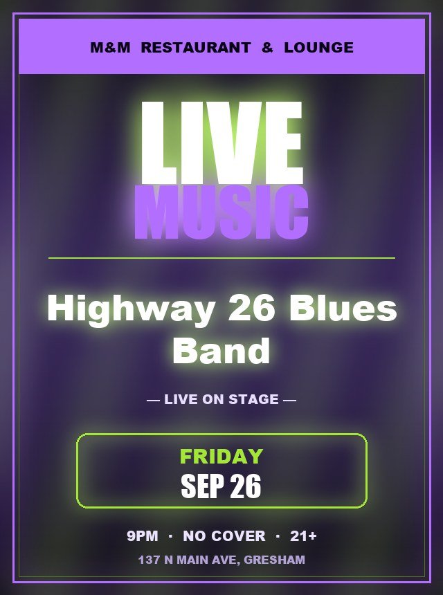 Live music flyer — Friday Sep 26